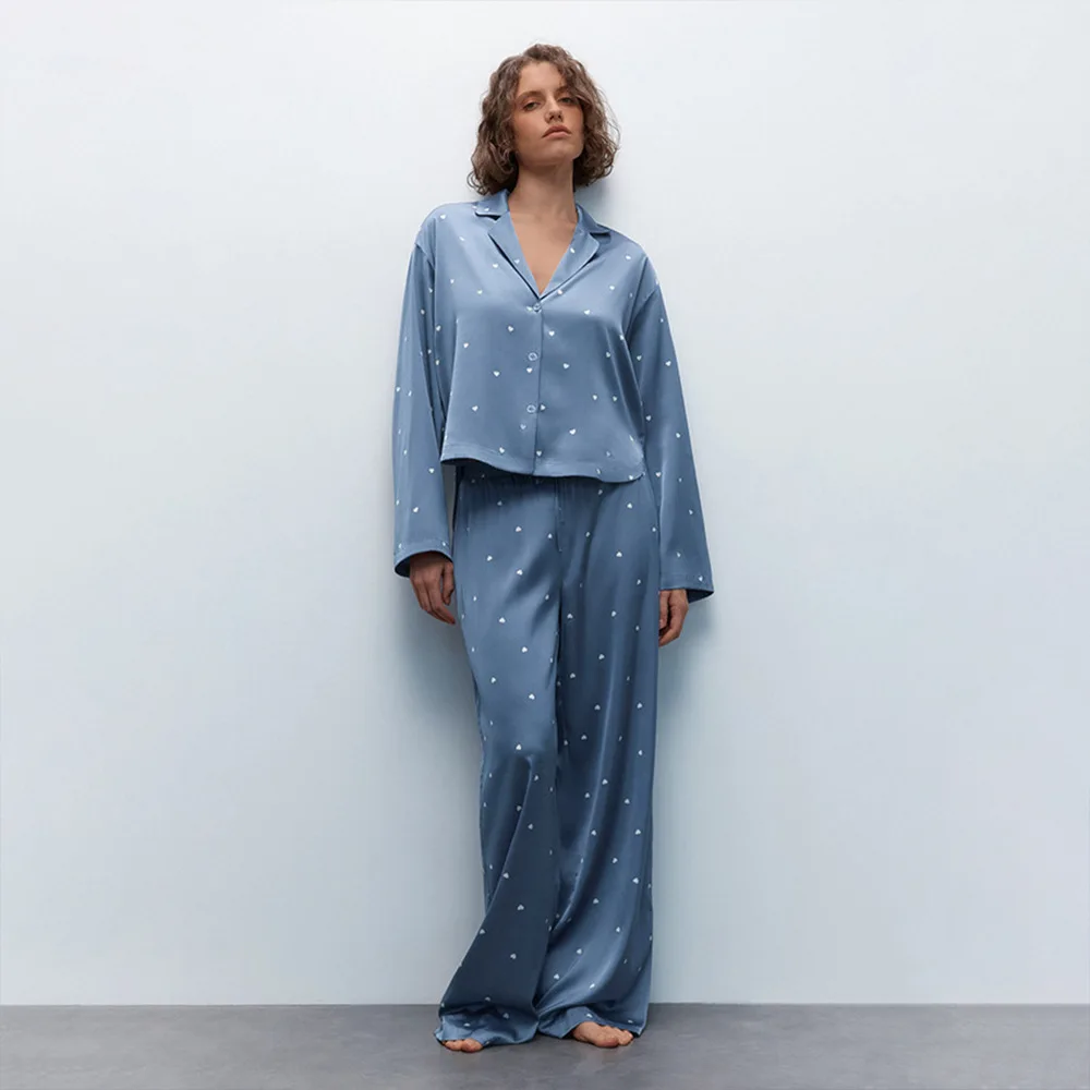 

Love Print Pajamas Set 2025 New Cardigan Long-sleeved Pajamas Comfortable Home Wear Women