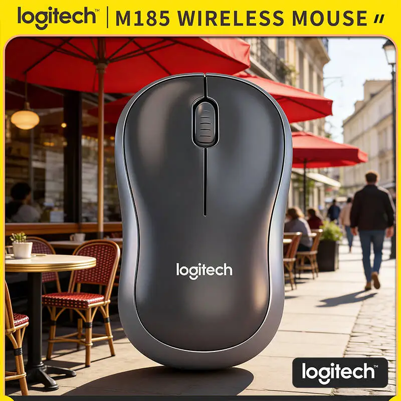 

Logitech M185 Wireless Mouse for PC Laptop 2.4GHz Nano Receiver 1000 DPI Auto-Sleep Energy-Saving Ergonomic Comfort Grip Office