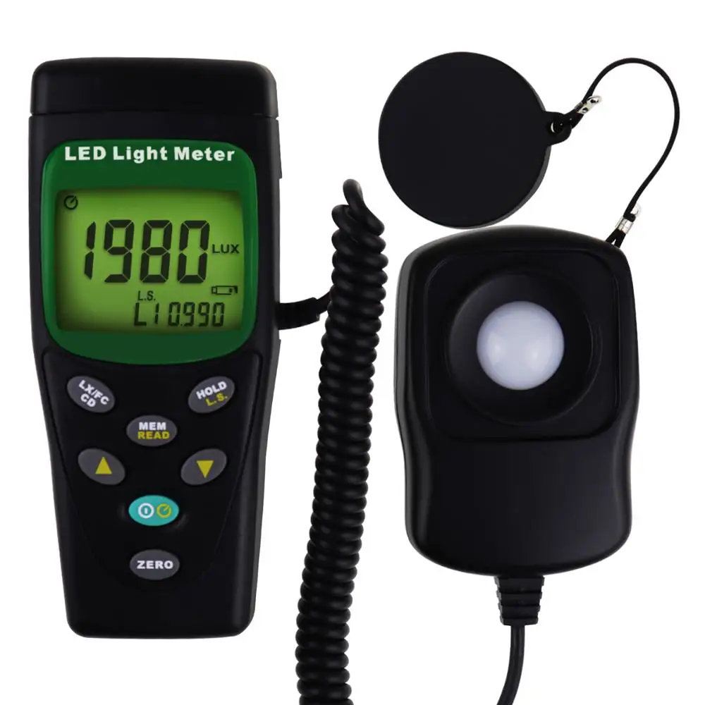 Handheld Lux Meter Photometer LUX/FC LED Light Meter with Range up to 400000 Lux 40000 FC Professional Illuminance Meter