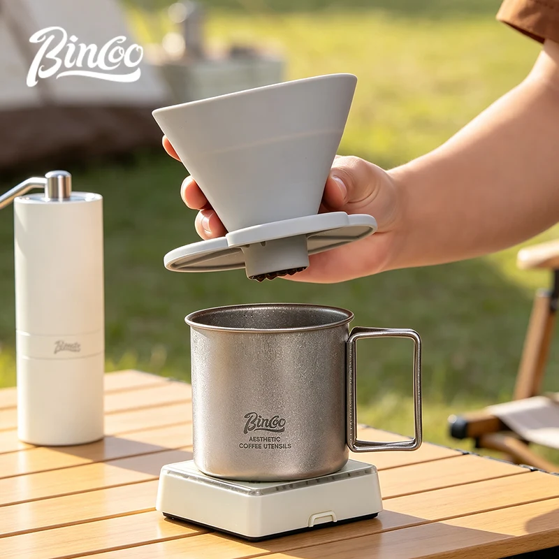 BINCOO Portable V60 Pour Over Filter for Camping Travel，Collapsible Silicone Coffee Dripper