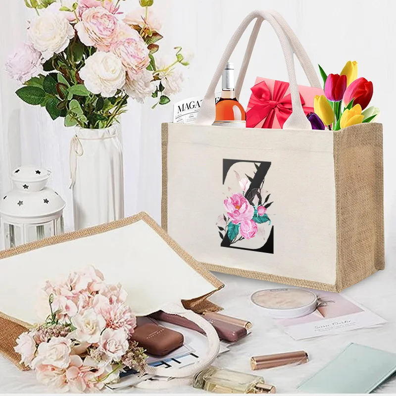 حقيبة كتف قماشية بيضاء للنساء ، حقيبة قابلة للطي وقابلة لإعادة الاستخدام ، سعة كبيرة ، نمط مطبوع ، حقيبة تخزين #5