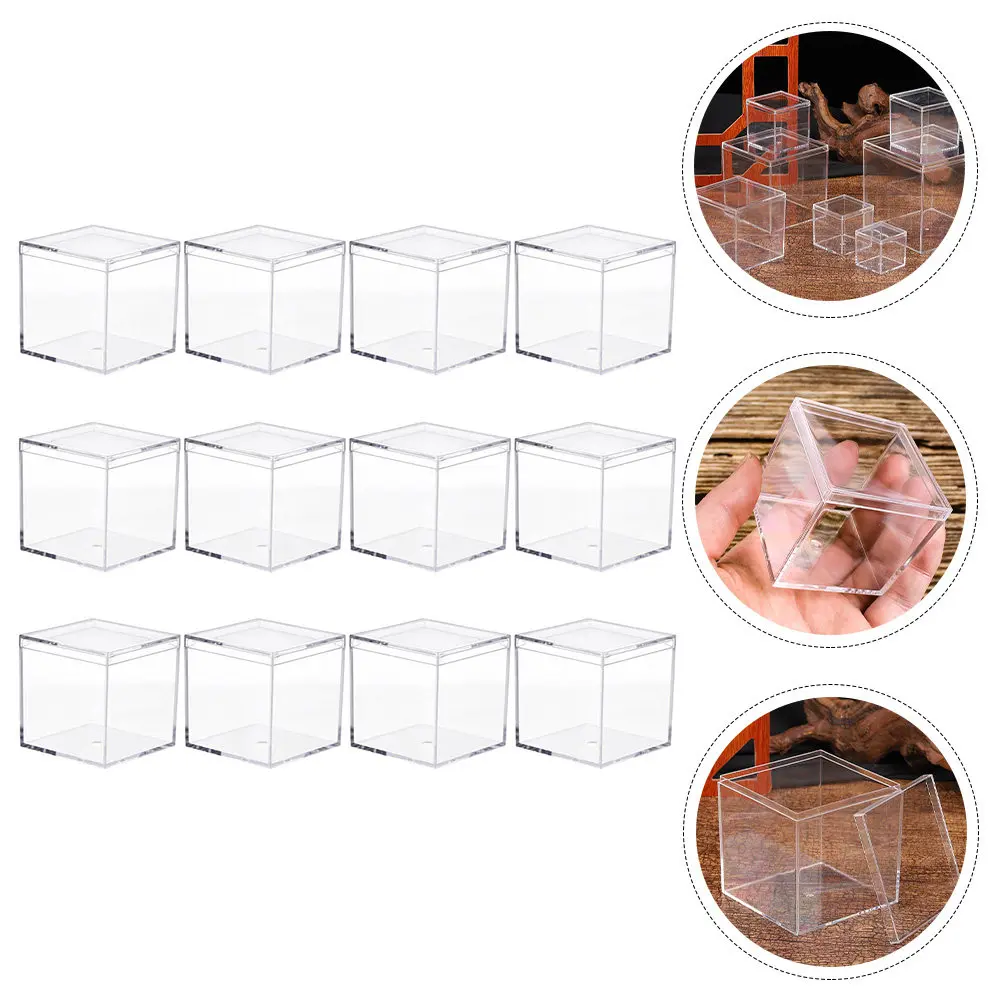 12Pcs High Hardness Acrylic Storage Box Transparent Modern Design Candy Dessert Snacks Jewelry Hairpin Organizer Acrylic