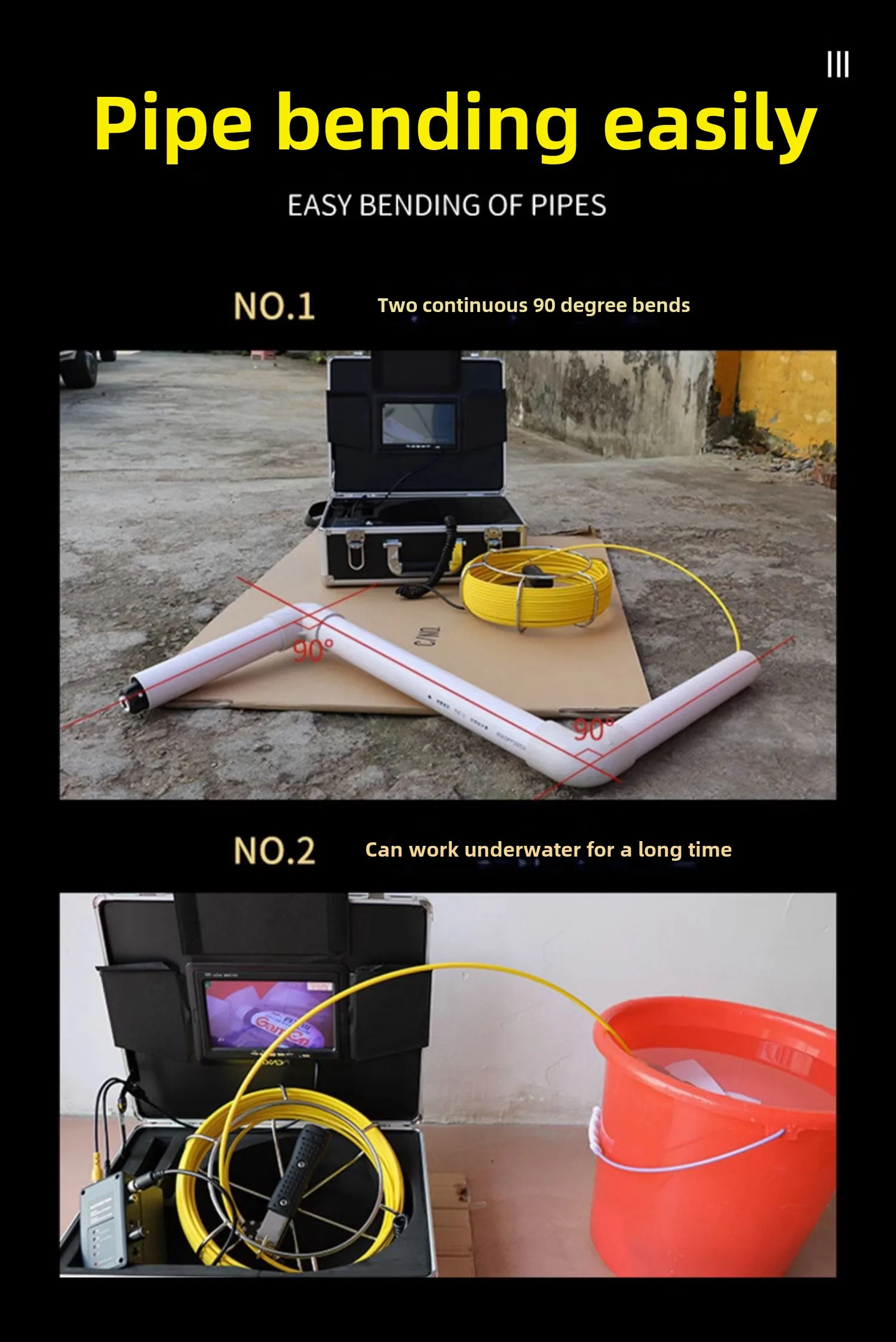 Industrial pipe endoscope, visual high definition camera, municipal sewer pipe video detector