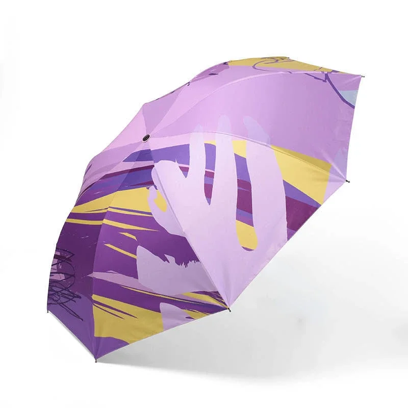 Creative Printing Automatic Opening and Closing UV Resistant Sun Umbrella for Women