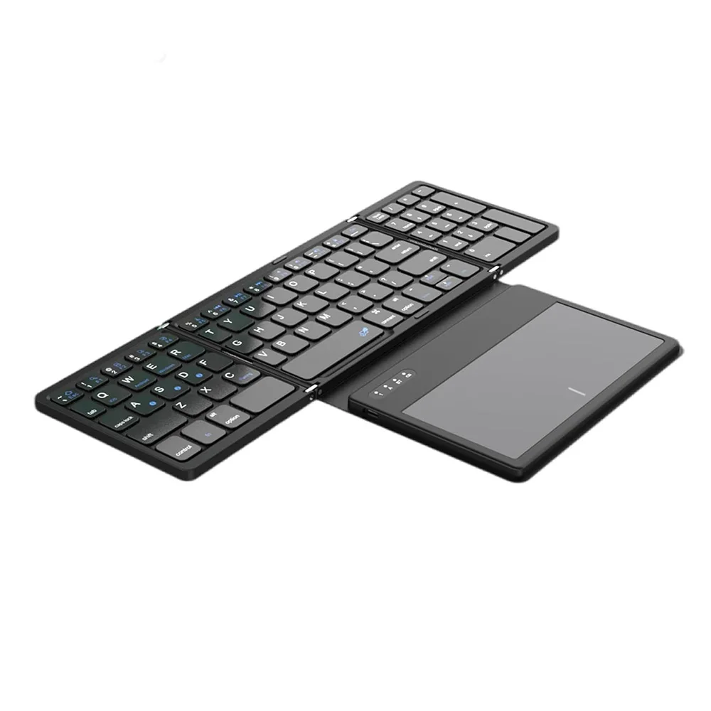 Tri-fold wireless bt keyboard with touchpad tablet phone computer external universal keyboard