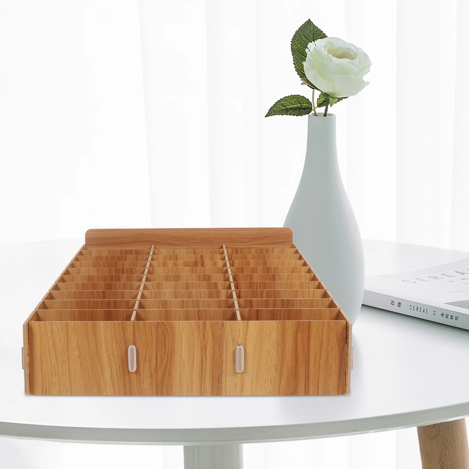 

30-Grid Phone Storage Box Wooden Cell Phone Rack for Classroom Meeting Office Smooth Texture Sturdy Structure Practical