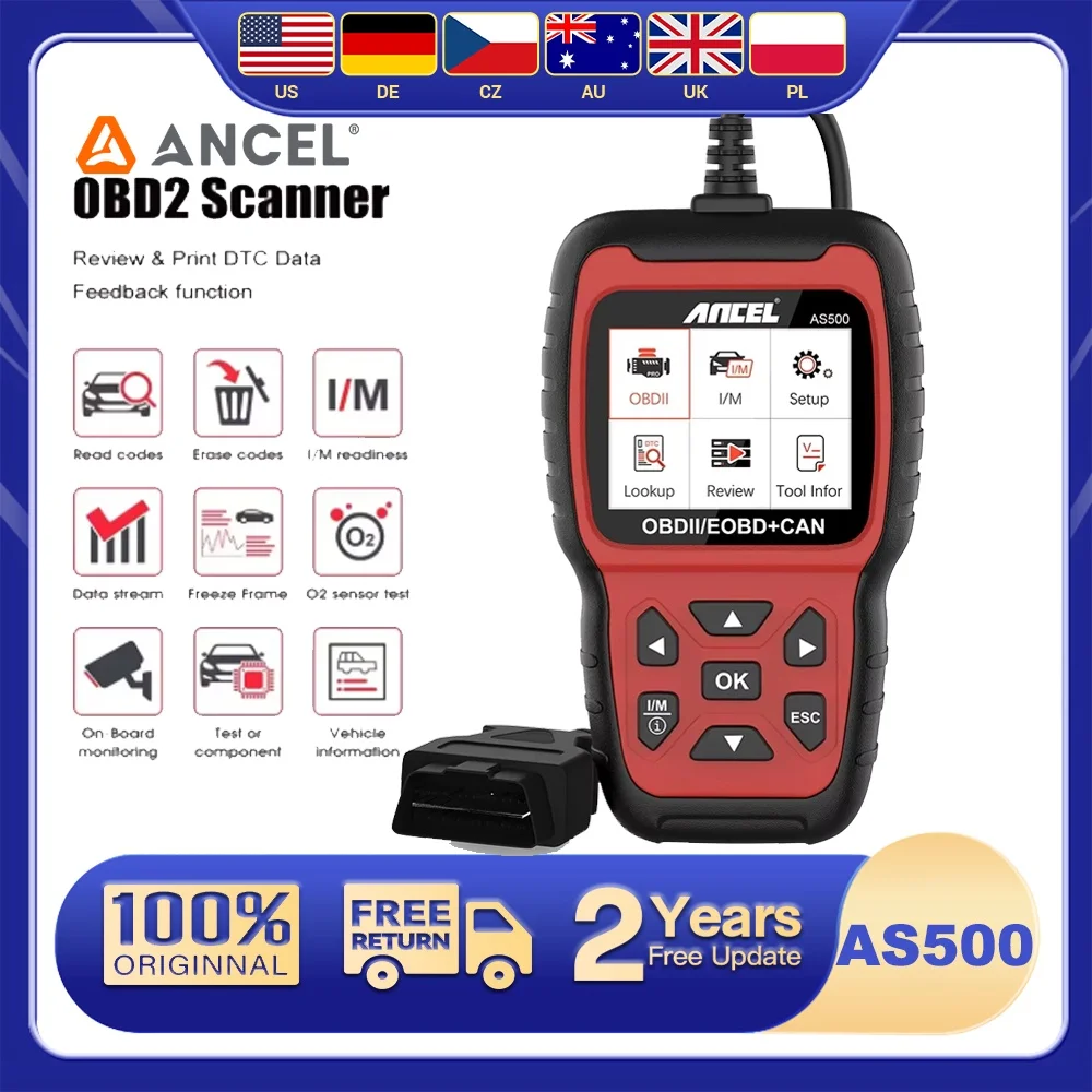 

Автомобильный сканер Ancel AS500 OBD2 со считывателем кодов, проверка двигателя, бесплатное обновление, автомобильный сканер OBD OBD2, диагностический инструмент для автомобиля