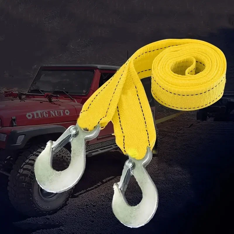 1 PC Car Tow Rope Thickened Off-road Vehicle Towing Strap 4m 5Tonne Tow Rope Outdoor Emergency Car Supplies Tow Hook Strap