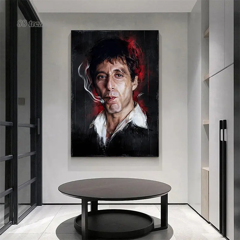 Gangster Film Scarface Canvas Painting Tony Montana Posters and Prints Abstract Movie Figure Wall Art Pictures Home Decor Mural