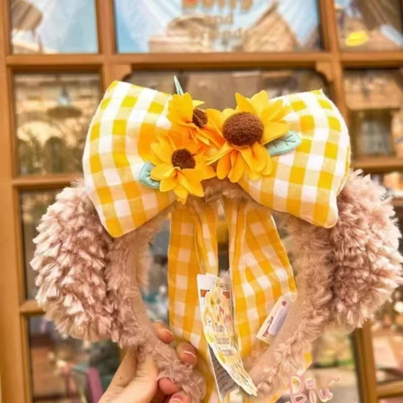 Disney Bear Duffy Cute Cartoon Plush Birthday Hat Headband Navy Hat Hair Clip Girl Photo Accessories Christmas Halloween Gift