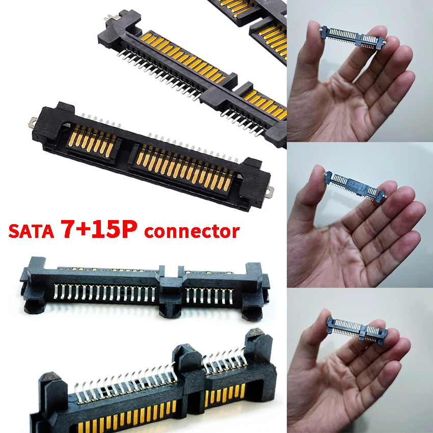 

SATA Interface Socket SSD Solid State Drive accessories 7+15P 22PIN Male Connector Seat Sinking Plate Patch Type Connector Port
