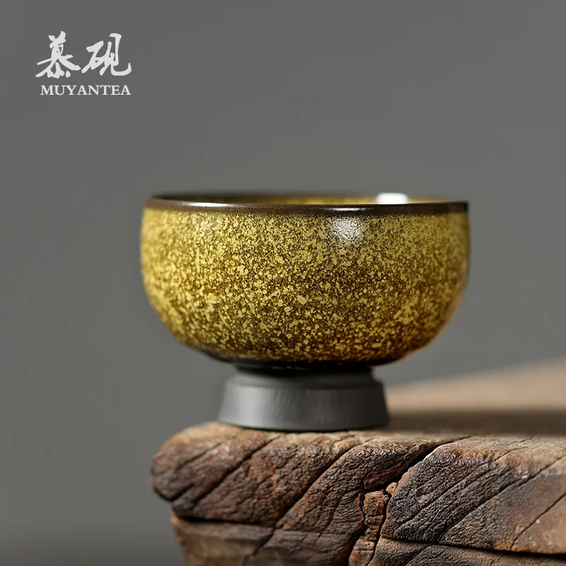 Mutao Handmade Tenmoku Glaze Ceramic Kung Fu Set Personal Jianzhan Kiln-Transformed Tea Single Cup