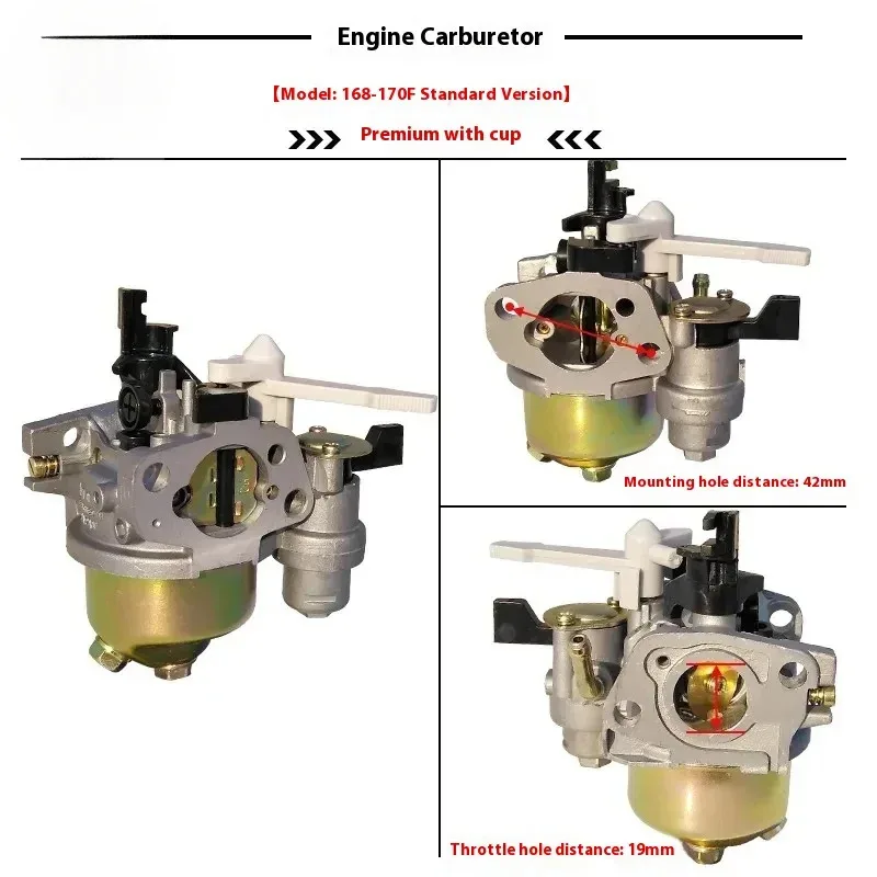Carburadores 168F, 170F, carburadores de bomba de água GX160 de 2 polegadas e 3 polegadas