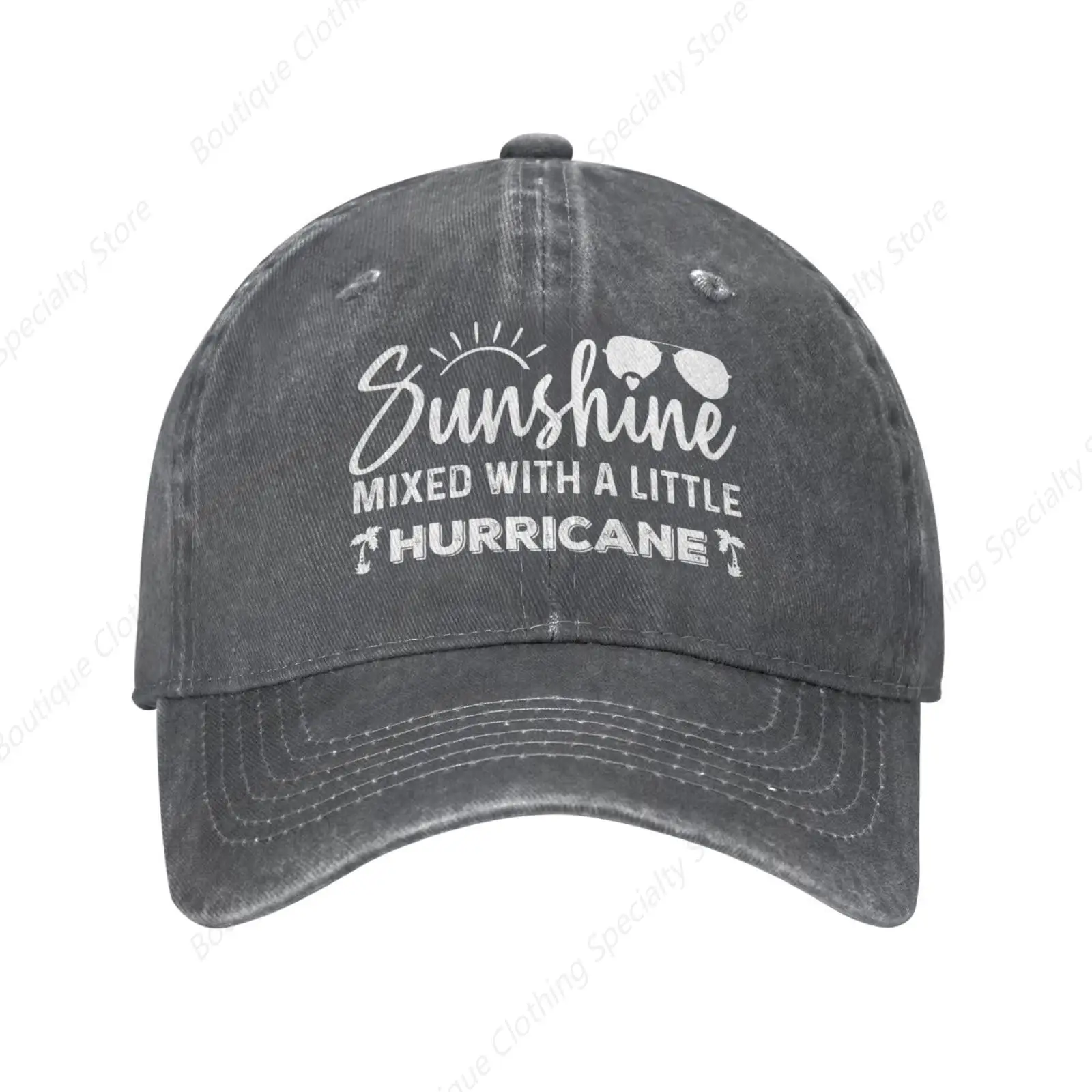 Funny Hat Sunshine Mixed with A Little Hurricane Hat Men Dad Hat Vintage Cap Black