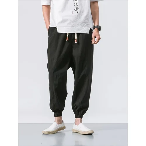 Imagen 2 del producto Nuevos pantalones para hombre, pantalones cruzados de Color sólido a la moda, ropa de calle de estilo holgado, pantalones Harem para hombre