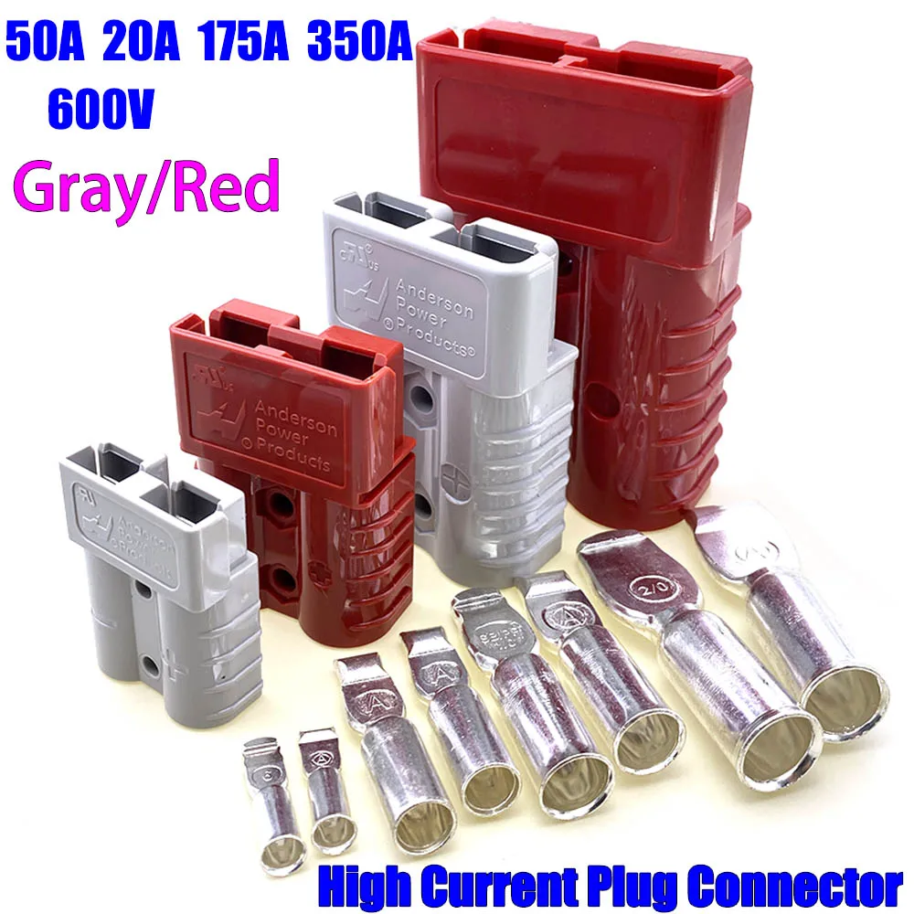 

50A 120A 175A 350A 600V 2 Pin Connector High Current Battery Quick Charging Power Plug for Forklift Car RV Battery UPS Inverter