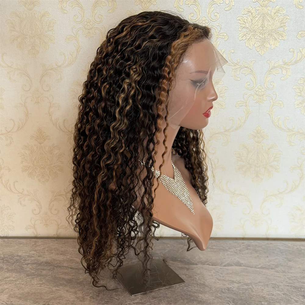 Highlight 13x6 Lace Front Wig Human Hair 1B/30 Black And Brown Deep Curly Wigs Glueless Wigs Human Hair HD Lace Frontal Wig