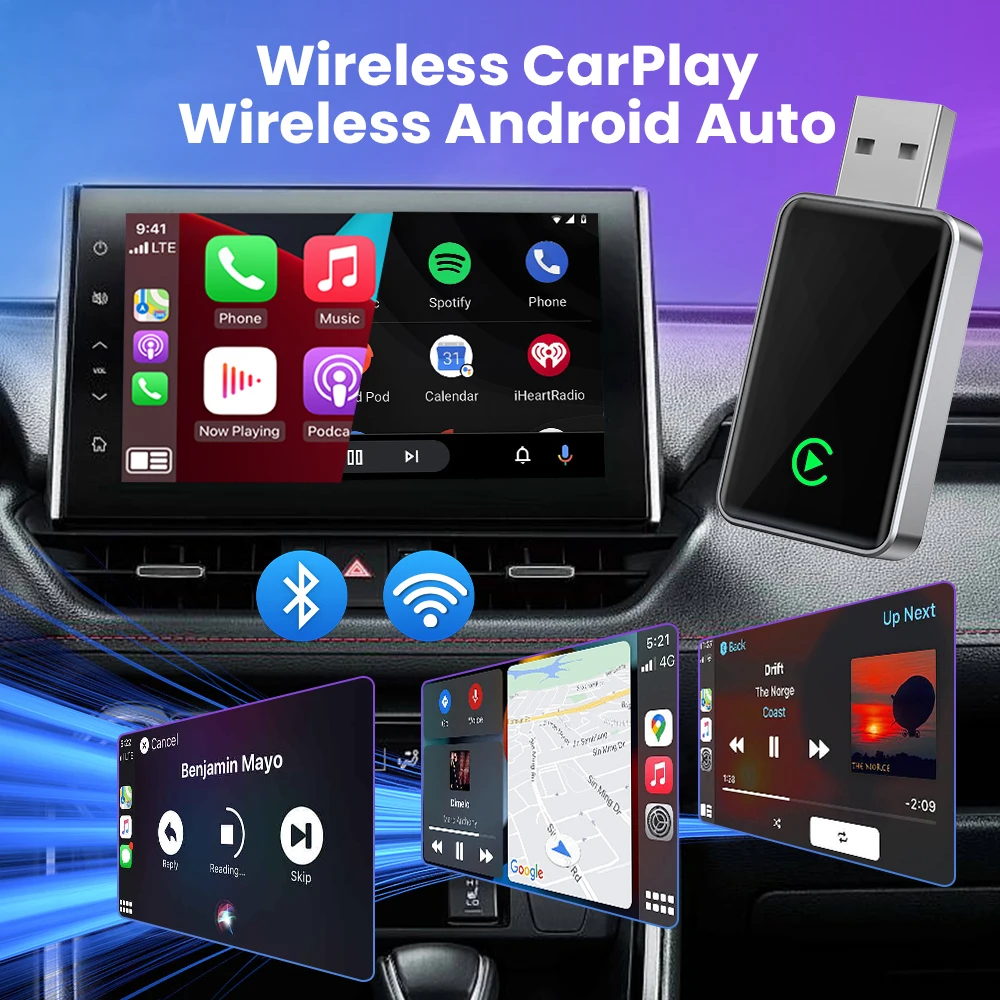CarPlay Nirkabel Android Adaptor Nirkabel Otomatis Kotak Mini Pintar Plug And Play WiFi Koneksi Cepat Universal untuk Nissan MG Toyota VW