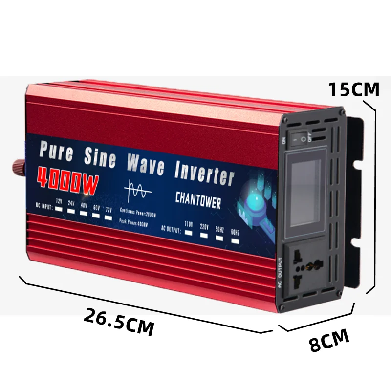 Inverter 12V 220V 2000W 3000W 4000W DC 12v/24v To AC 220v/110v Pure Sine Wave Power Supply Voltage Converter Car Solar Inverter