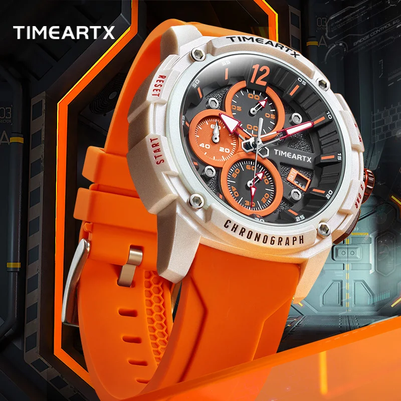ساعة Timeartx 4360 الفاخرة ذات التصميم الكلاسيكي، ساعة رياضية مستديرة، مقاومة للماء، كاجوال كوارتز، تقويم بثلاثة أيدي للرجال