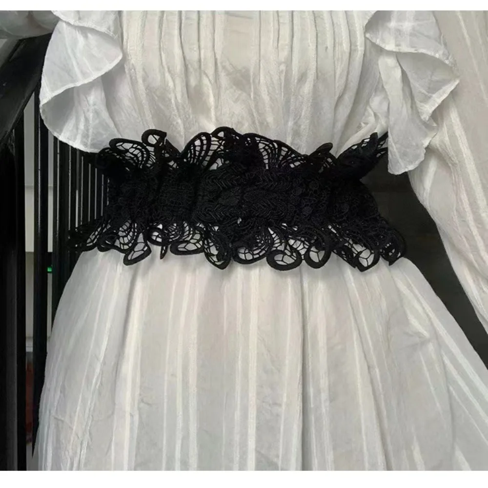 Moda tinta unita pizzo fascia cava cravatta corda corsetto cintura dimagrante elastico a vita larga corsetto da sposa