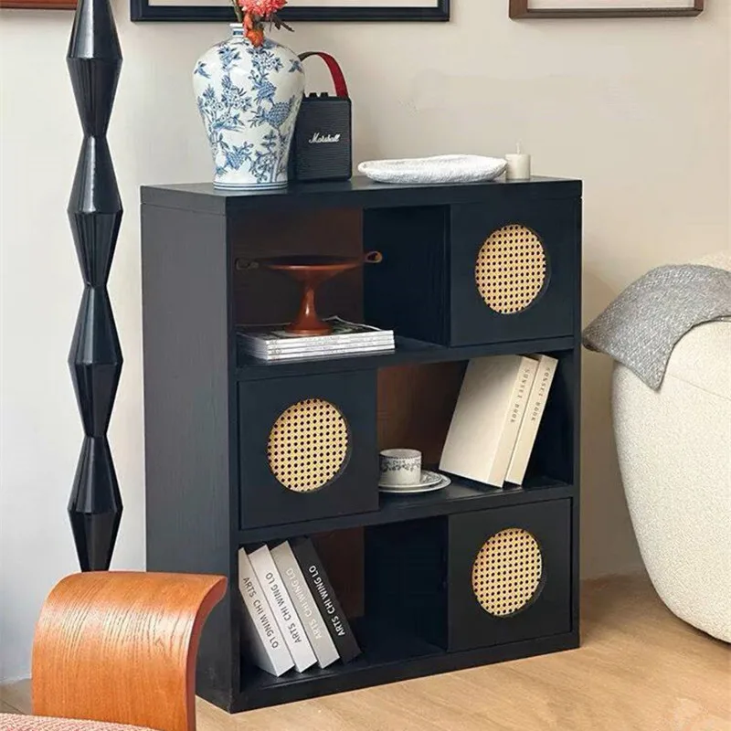 

Nordic black solid wood bookcase bedroom set for a luxurious modern living room display cabinet