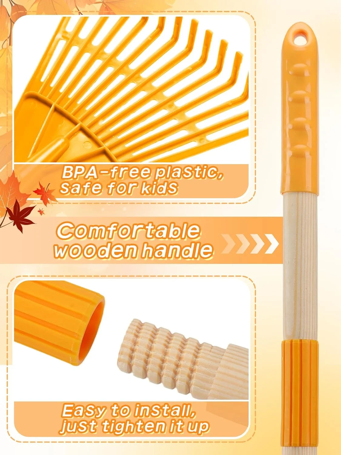 Garden rake agricultural sweep leaves gather grass trowel wooden handle children's performance nine-tooth rake household agricul
