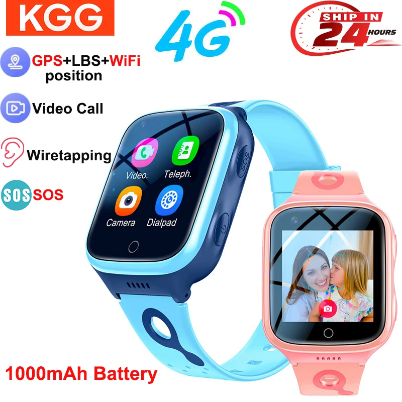 New Kids 4g Smart Watch GPS WiFi Phone Watch 1000mAh Video Call Tracker Location SOS Call Back Monitor Children Gifts Smartwatch