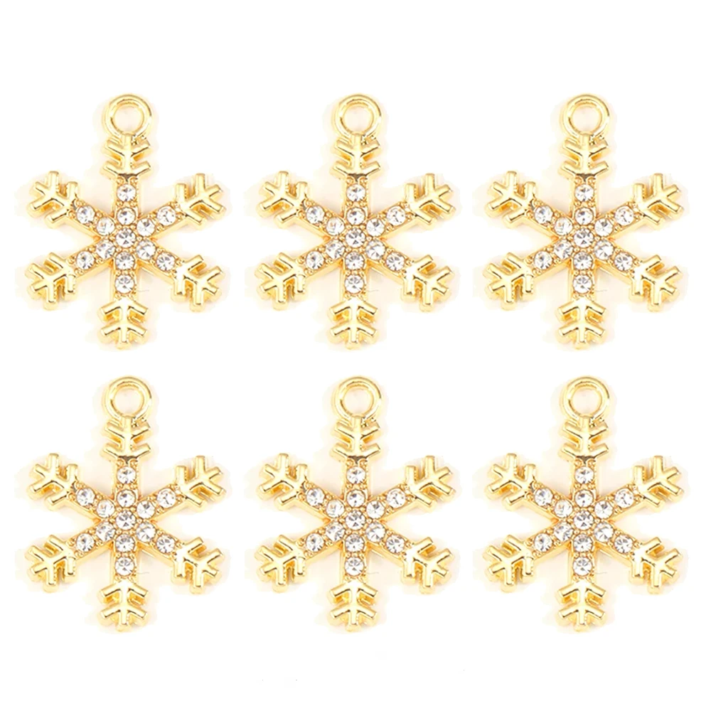 10 Stück Metall Zink legierung Mix Größen Schneeflocken Strass Charms für DIY Schmuck Herstellung Armband Ohrringe Zubehör Weihnachten Anhänger – Detail 6