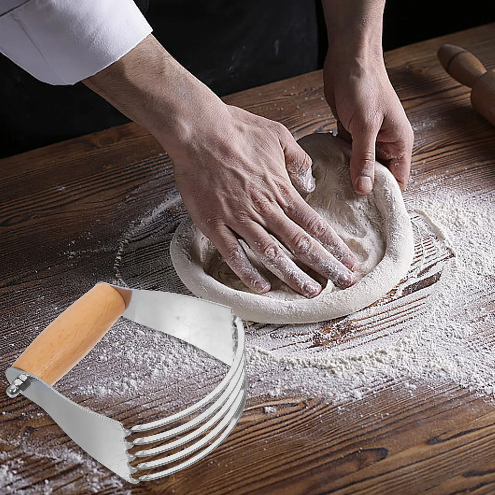 Premium Stainless Steel Pastry Cutter Dough Blender Baking Flour Mixer Tool for Pie Crusts Biscuits Cakes Pastries Kitchen