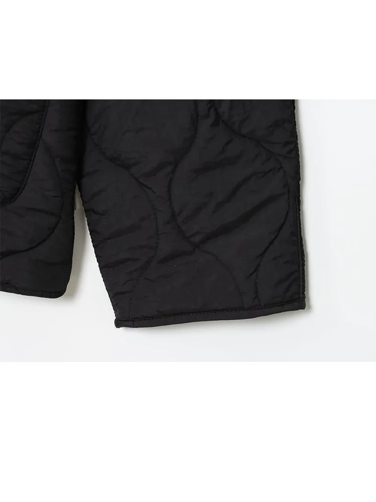 

HH Women's Winter New Fashion Simple Casual Oversized Quilted Cotton Jacket Female Stand Collar Zipper Long Sleeve Warm Jacket