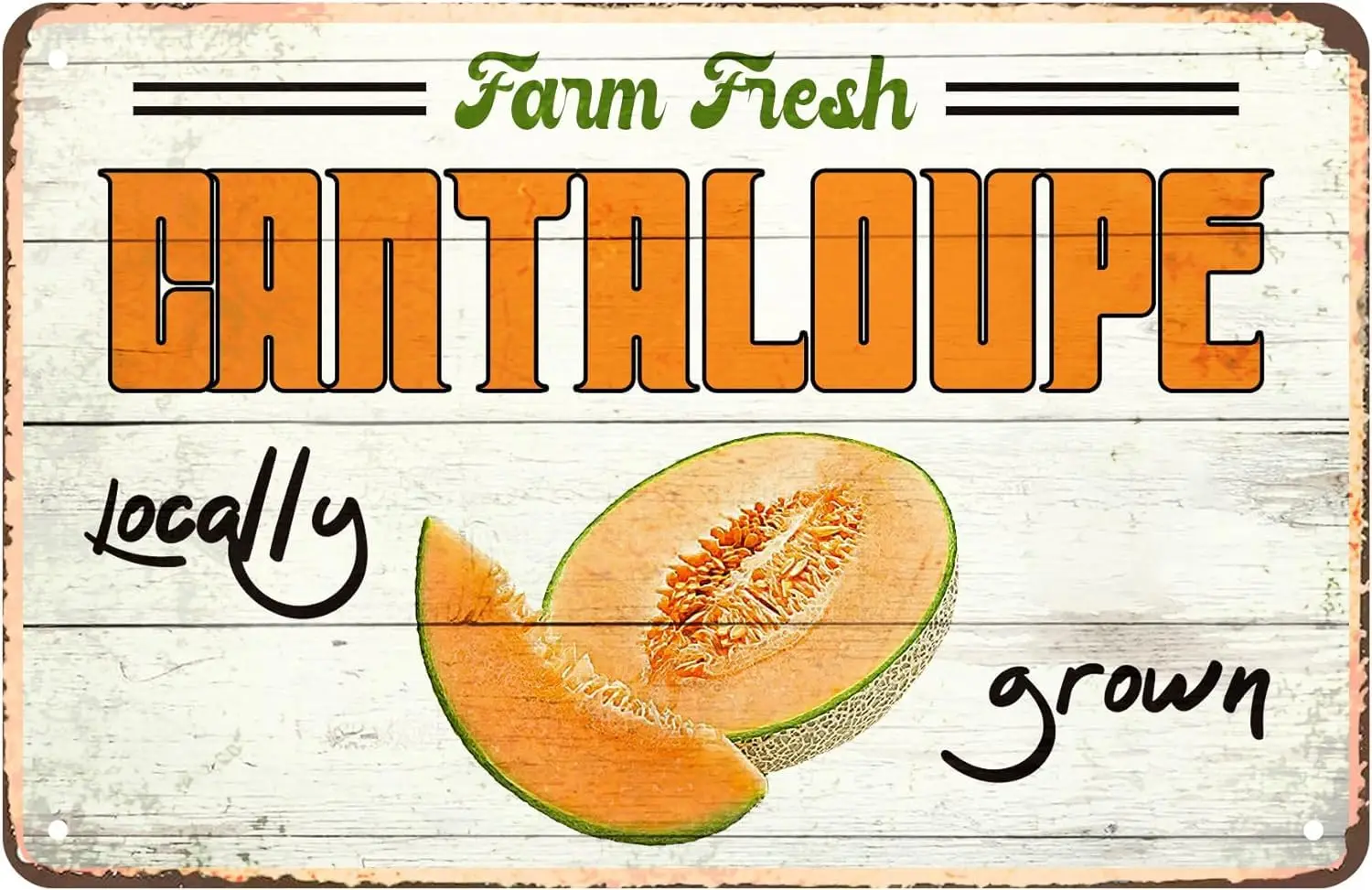 Funny Retro Farm Cantaloupe Metal Tin Sign Street Novelty Plaque Wall Bar Yard Farmhouse Store Market Country Farm Outdoor Wall 