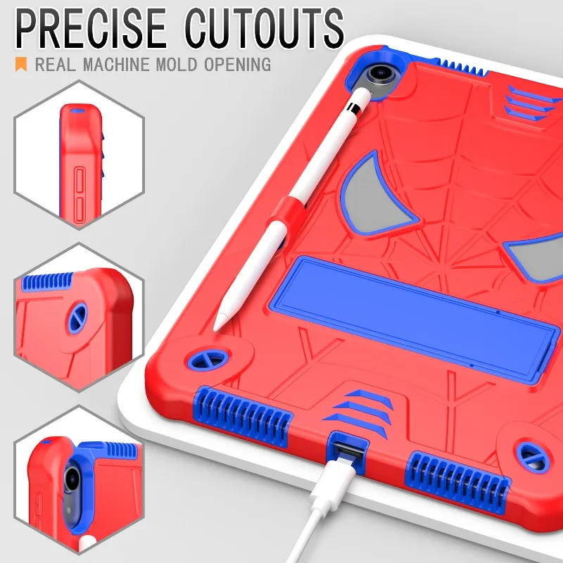 حافظة لجهاز iPad(A16)11th 10th 10.9 Air 5 4 3 10.5 Pro 11 2018 غطاء أطفال iPad 10.2 7th 8th 9th حافظة مضادة للصدمات + حزام كتف
