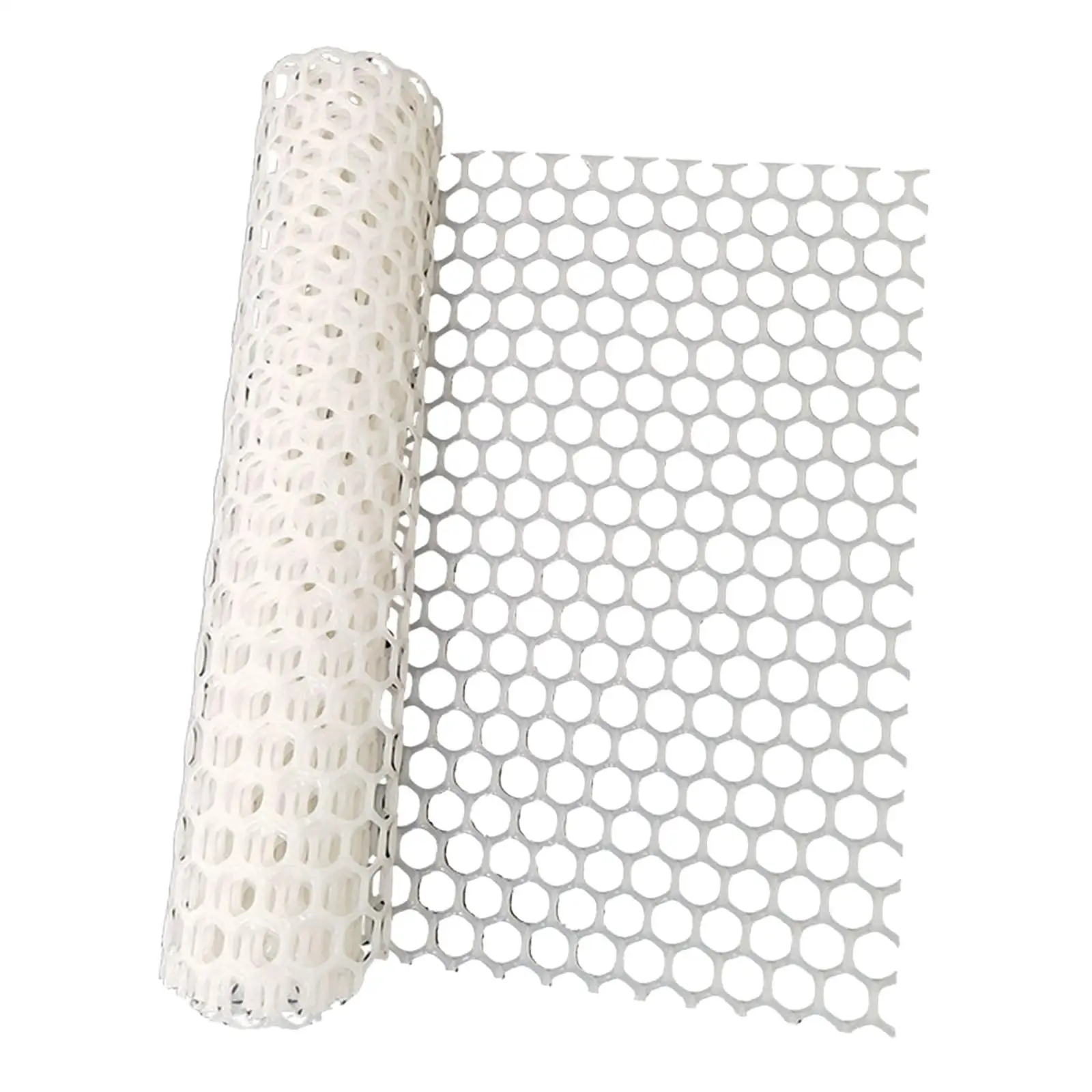 White Plastic Mesh Fencing Roll 15.75x7.87 Inch Cuttable Chicken Wire for Flower Bed Plant Support and Pet Pen