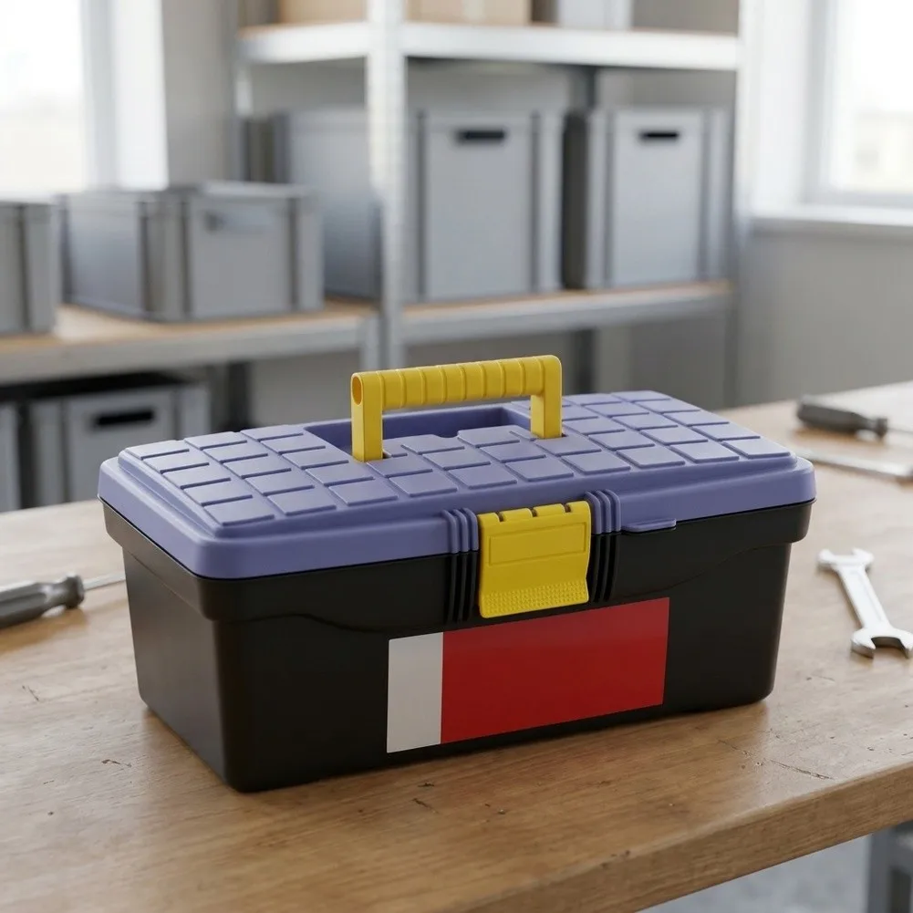 Tool Storage Container with Tray and Removable Layers ABS Plastic Build Secure Latch System and Padlock Ready Eyelet