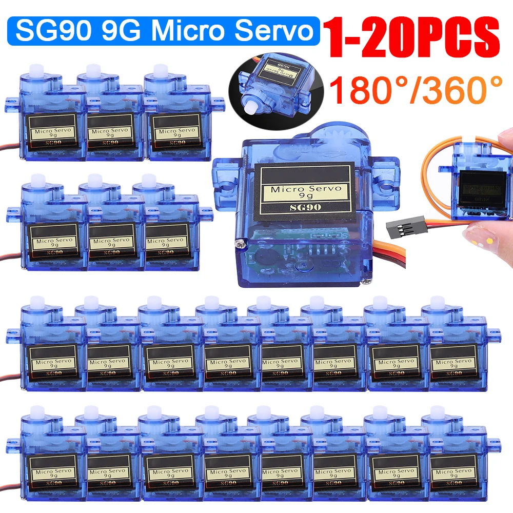 1-20PCS Arduino Analog Micro Servo Motor SG90 9G For RC Car Toy Airplane Fixed Wing Helicopter Aircraft Models 180 360