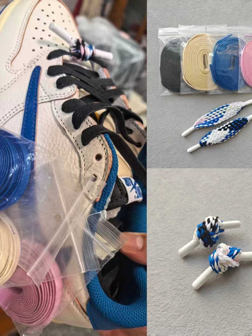 Waxed Laces for Aj1 Hook 20 Blue White 2Nd Generation Shoe Laces Ts Collaborative 100 Oil Wax Shoe Lace Rope