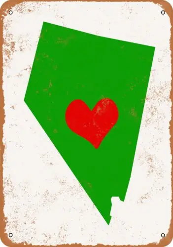 Metal Sign - Love Heart Nevada - Vintage Look