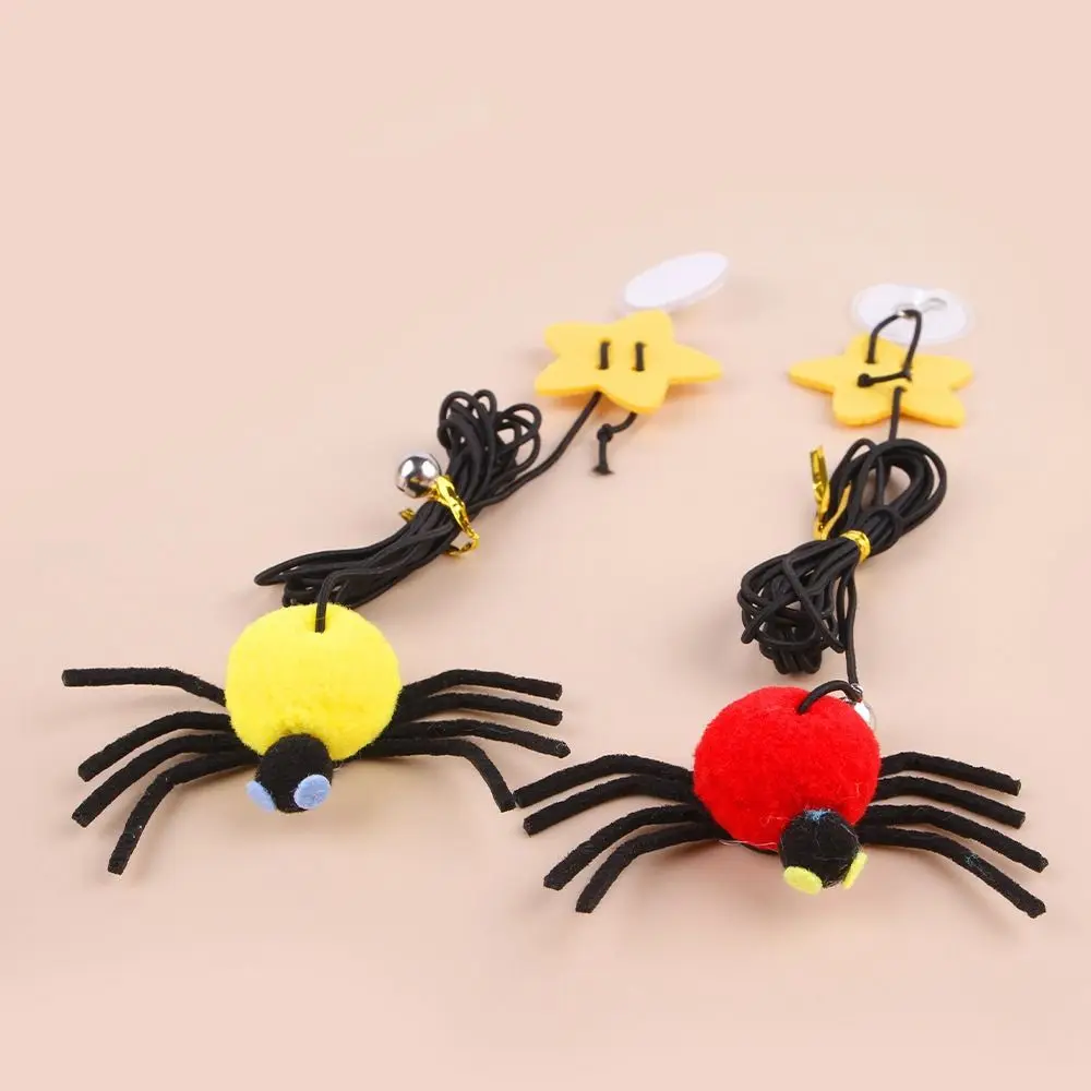 

5pcs Plush Hanging Spider Cat Toy with Sticky Hook Durable Pet Hanging Soundmaking Toy Simulated Funny