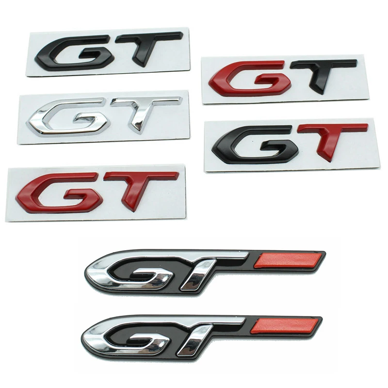 3D Metal GT Logo Letters Car Trunk GT Emblem Badge Decal For Kia Peugeot 508 5008 208 2008 308 3008 GT Line Sticker Accessories