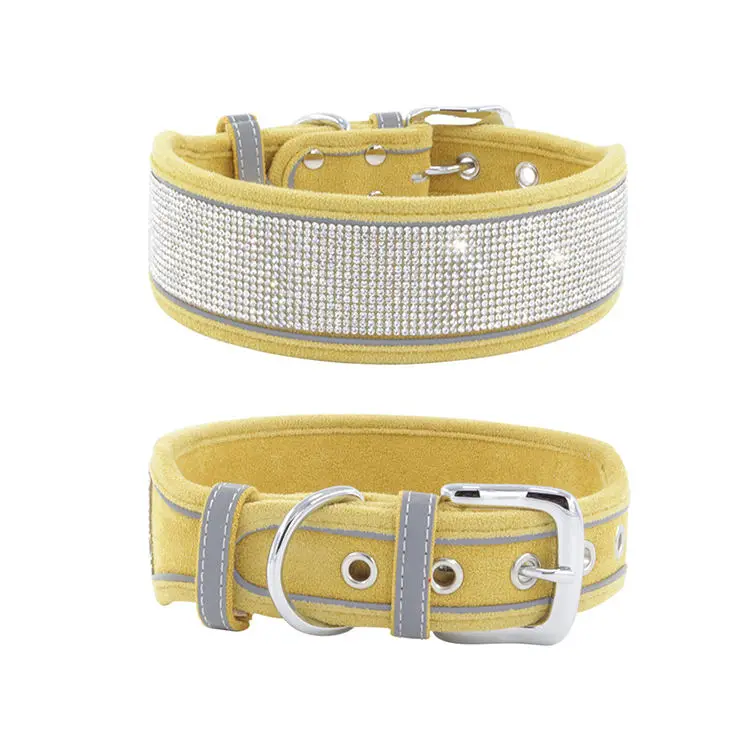 Amaz Hot Selling Reflective  Rhinestone Pet Necklace Dog Collar