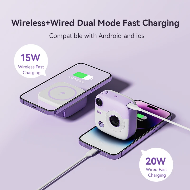 Zime 10000mAh بنك الطاقة المغناطيسي PD20W شحن سريع لاسلكي باور بانك صغير محمول شاحن بطارية احتياطية ل iPhone14 13 Pro