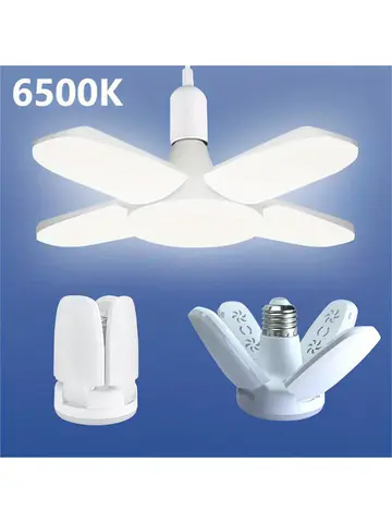 E27 Foldable Fan Shape LED Bulb Lamp 220V 110V 40 LEDs Light Bulbs For Home Ceiling Lamp Warehouse Garage White Light 6500
