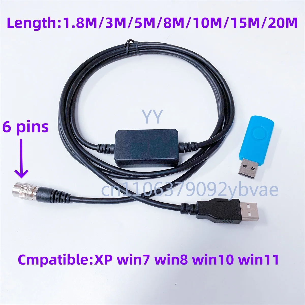 Data Download USB Cable FC-24 compatible Windows 7 8 10 11 XP For Topcon Sokkia Gowin South total