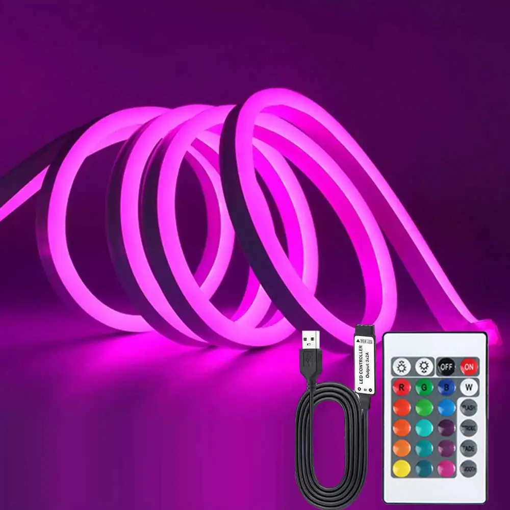 RGB Neon Strip Lights DC5V USB LED Strip 1M/2M/3M/4M/5M IP65 Waterproof Neon Strip For Party Home Decortion Lighting Color