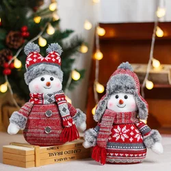 2024 Christmas Creative Winter Knitted Hat Snowman Doll Holiday Party Decorations Gift Xmas Snowman Window Tabletop Decoration