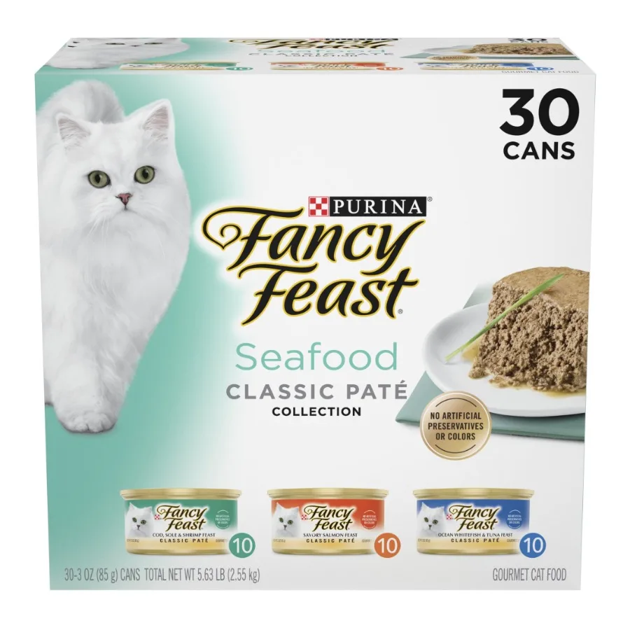 

Влажный корм для кошек Purina Classic Pate со вкусом морепродуктов, 3 унции, 30 банок, высокое содержание влаги