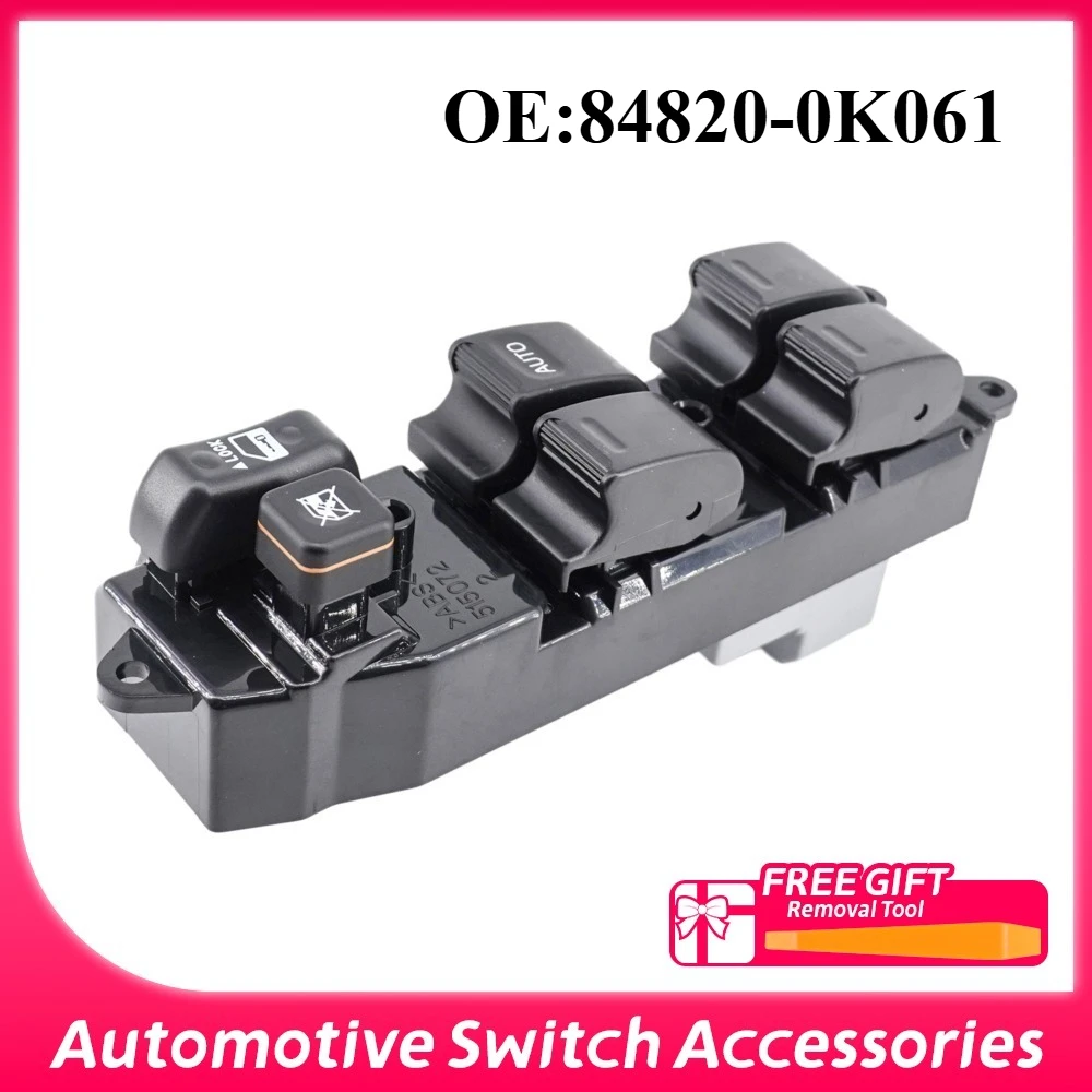 84820-0K061 848200K061 Interruptor Maestro Eléctrico para Ventanilla Delantera Derecha (RHD) para Toyota Corolla ZZE121 Vios NCP42 Soluna Hilux
