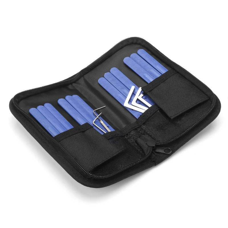 17-teiliges Schlosserwerkzeug-Set mit blau-schwarzem Griff, Lockpicking-Multitool für Anfänger-Training und professionelle Schlosswartung