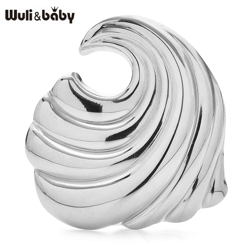 Wuli&baby Stainless Steel Sea Wave Brooches For Women Unisex 2-color Ocean Waves Party Casual Brooch Pins Gifts